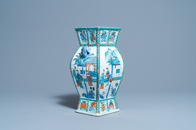 A Chinese doucai vase with elephant handles, Qianlong/Jiaqing