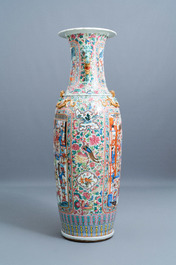 A pair of massive Chinese famille rose vases, 19th C.