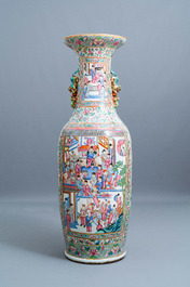 A pair of massive Chinese famille rose vases, 19th C.