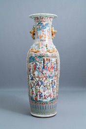 A pair of massive Chinese famille rose vases, 19th C.