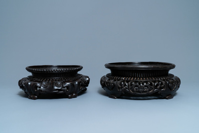 Two large Chinese reticulated wooden stands, 18/19th C.