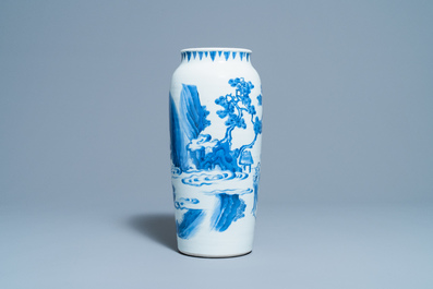 A Chinese blue and white 'Immortals' vase, Transitional period
