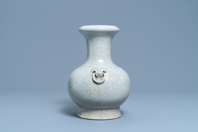 A Chinese monochrome crackle-glazed 'hu' vase, 20th C.