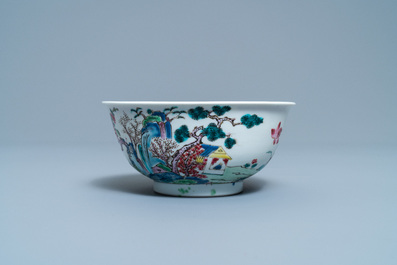 A Chinese famille rose 'mountainous landscape' bowl, Yongzheng