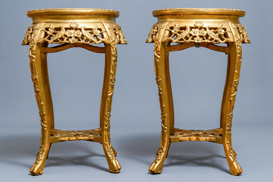 A pair of massive French S&egrave;vres-style vases with gilt bronze mounts, signed Desprez, 19th C.