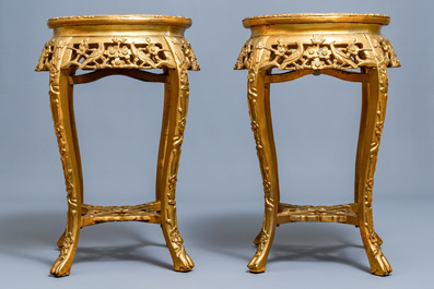 A pair of massive French S&egrave;vres-style vases with gilt bronze mounts, signed Desprez, 19th C.