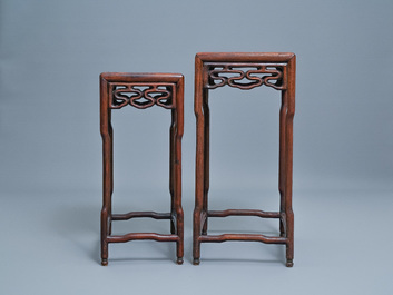 Three Chinese wooden nesting side tables, 19th C.