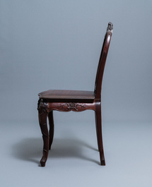 Four wooden chairs with reticulated backs, Macao or Portuguese colonial, 19th C.