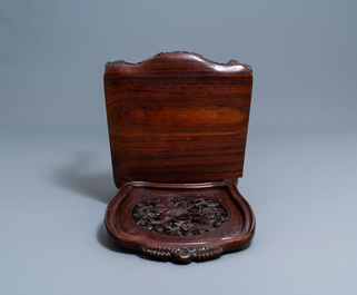 Four wooden chairs with reticulated backs, Macao or Portuguese colonial, 19th C.