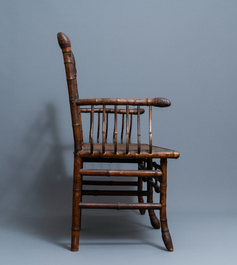 Three bamboo 'Japonism' chairs and a bench, probably Da&iuml; Nippon, Paris, late 19th C.