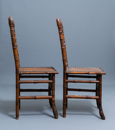 Trois chaises et un fauteuil en bambou de style japonisant, attribu&eacute; &agrave; Da&iuml; Nippon, Paris, fin du 19&egrave;me