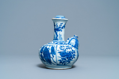 A Chinese blue and white kendi, Wanli