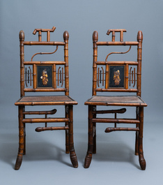 Three bamboo 'Japonism' chairs and a bench, probably Da&iuml; Nippon, Paris, late 19th C.