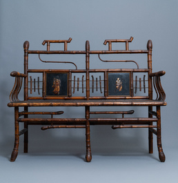 Three bamboo 'Japonism' chairs and a bench, probably Da&iuml; Nippon, Paris, late 19th C.