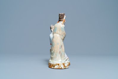 A Chinese polychrome porcelain 'tea drinkers' group, seal mark, Republic