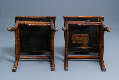 Trois chaises et un fauteuil en bambou de style japonisant, attribu&eacute; &agrave; Da&iuml; Nippon, Paris, fin du 19&egrave;me