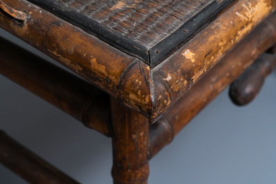 Trois chaises et un fauteuil en bambou de style japonisant, attribu&eacute; &agrave; Da&iuml; Nippon, Paris, fin du 19&egrave;me