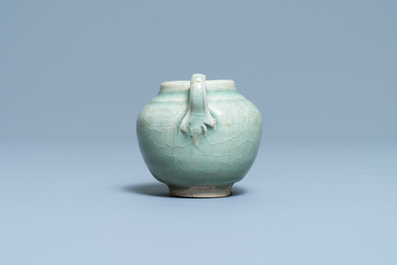 A Chinese monochrome celadon-glazed teapot, Ming