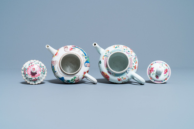 Deux th&eacute;i&egrave;res couvertes en porcelaine de Chine famille rose, Yongzheng/Qianlong