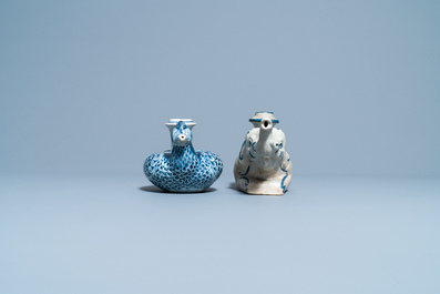 A Chinese blue and white 'duck' kendi and a Vietnamese 'elephant' kendi, Ming and 19th C.