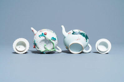 Two Chinese famille rose teapots and covers, Yongzheng/Qianlong