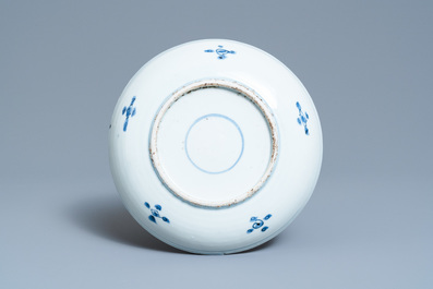 A Chinese blue and white 'dragon' dish, Wanli