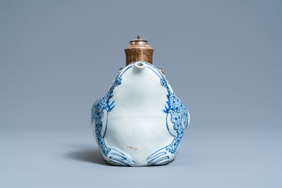 A Chinese silver-mounted blue and white 'frog' kendi, Wanli