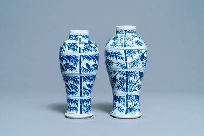 A collection of Chinese blue and white vases, Kangxi