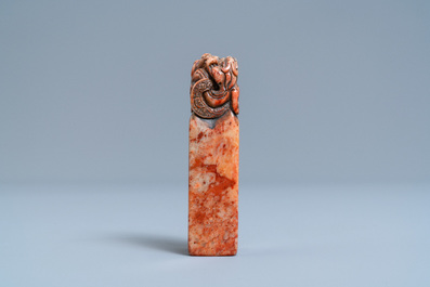 A Chinese Shoushan soapstone seal, Qing