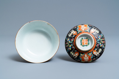 A Chinese Thai market Bencharong bowl and cover, 19th C.