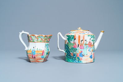 A Chinese Canton famille rose tea service, 19th C.