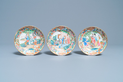 A Chinese Canton famille rose tea service, 19th C.