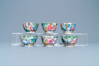 A Chinese Canton famille rose tea service, 19th C.