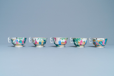 A Chinese Canton famille rose tea service, 19th C.