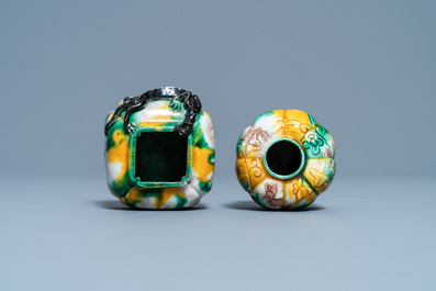 Two Chinese sancai-glazed brush washers, Kangxi