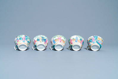 A Chinese Canton famille rose tea service, 19th C.