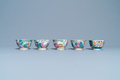 A Chinese Canton famille rose tea service, 19th C.