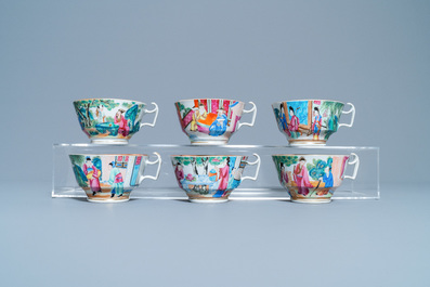 A Chinese Canton famille rose tea service, 19th C.