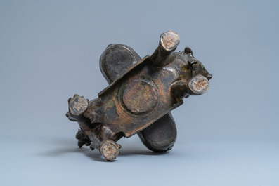 A large Chinese bronze 'lion' censer, Ming