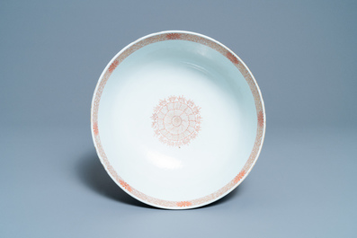 A Chinese gilt-decorated powder blue-ground bowl, Kangxi