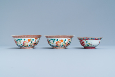 Six pi&egrave;ces en porcelaine de Chine famille rose pour le march&eacute; Straits ou Peranakan, 19&egrave;me