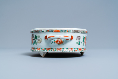 An oval Chinese famille verte 'phoenix' basin, Kangxi