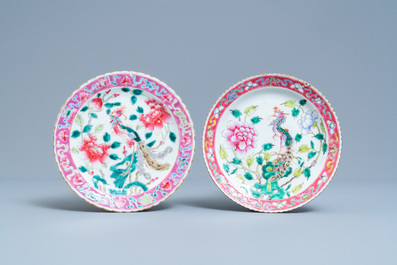 Zes stukken Chinees famille rose porselein voor de Straits of Peranakan markt, 19e eeuw