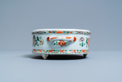 An oval Chinese famille verte 'phoenix' basin, Kangxi