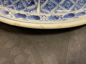 A large Chinese blue and white vase and cover, Kangxi