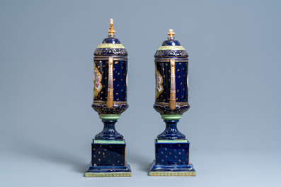 A pair of S&egrave;vres-style vases and covers, prob. Samson, Paris, 19th C.
