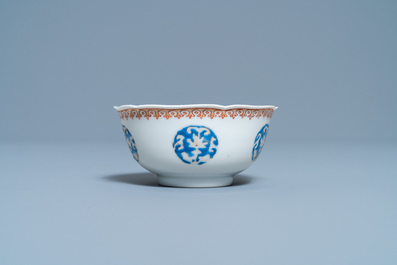 A Chinese famille rose 'Liu Hai' cup and saucer, Yongzheng