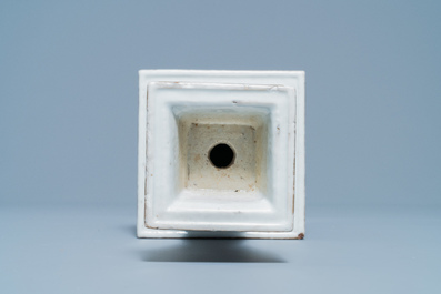 A square Chinese qianjiang cai 'antiquities' candlestick, 19th C.