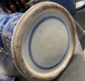 A pair of large Chinese blue and white 'Long Eliza' beaker vases, Kangxi