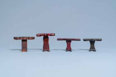 Eight Chinese carved wooden stands for dishes, 19/20th C.